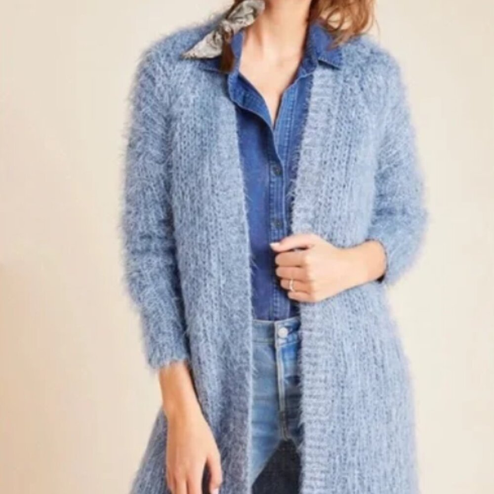 NWOT Anthropologie | Women’s Larkin Shimmer Cardigan - Blue - Small Metallic‎